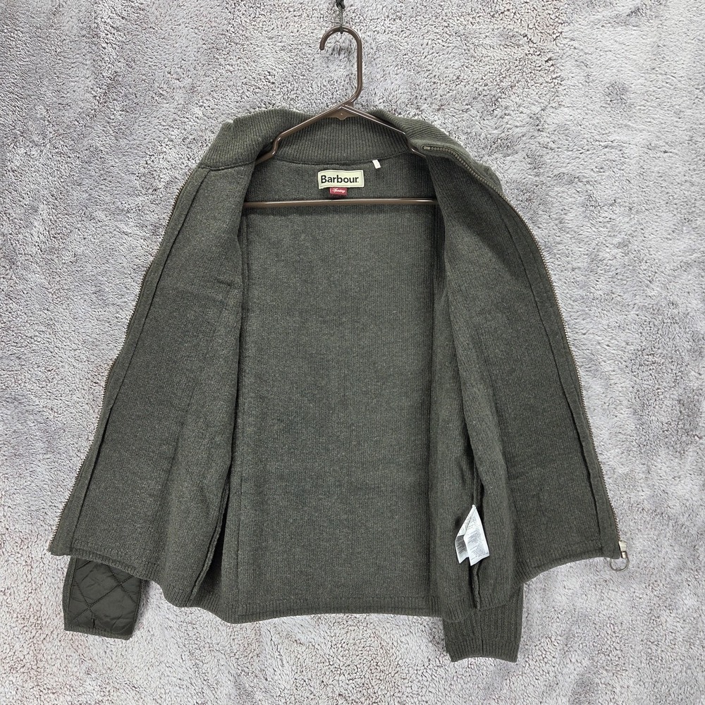 Barbour Sporting Zip Knit Wool Jacket Green Quilted Equestrian Womens Medium - Picture 12 of 13